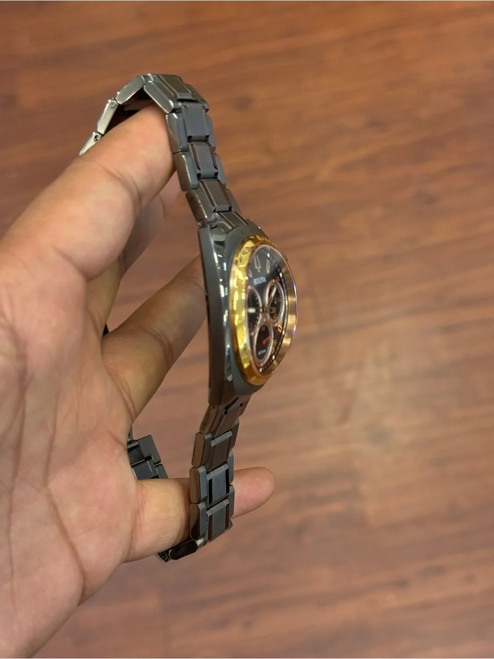 Bulova gunmetal and Rose Gold curv Men's Chronograph Watch